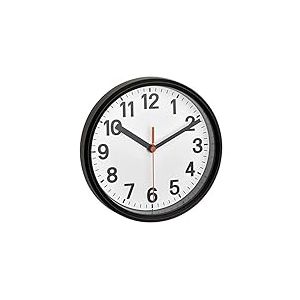 TFA Dostmann Horloge Murale analogique, 60.3538.01, Clock Radio-pilotée décorative, pendulette de Table de 17cm de diamètre, à Suspendre ou à Poser, Noire