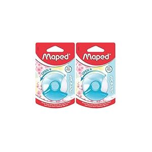 Maped - Gomme Zenoa Plus - Gomme Blanche Ronde avec &Eacute;tui de Protection Rotatif &agrave; plus de 180&deg; - Sans Phtalates - Sans PVC - Coloris Pastel Al&eacute;atoire Rose, Bleu, Violet (Lot de 2)