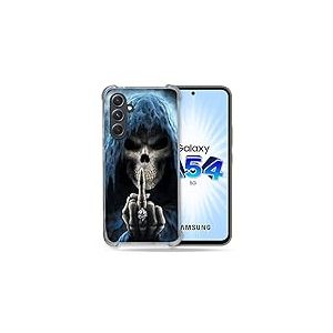 Cokitec Coque Renforc&eacute;e en Verre Tremp&eacute; pour Samsung Galaxy A54 5G Tete de Mort Doigt