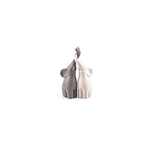 pajoma® Lot de 2 éléphants Amoureux en céramique - Hauteur : 25,5 cm - Couple harmonieux en Beige et Gris - Figurine Animale - Décoration de Table pour Cuisine, Salle de Bain, Salon et Chambre à