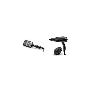 BaByliss Brosse Chauffante Smoothing Heated Brush en Céramique pour un lissage rapide et facile HSB101E & Sèche-Cheveux Turbo Smooth 2200 avec Technologie Ionique et Céramique