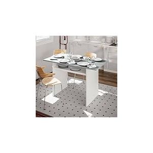 Dmora - Table extensible Garland, Etag&egrave;re extensible avec ouverture rabattable, Table console d'appoint pliante, 120x35h77 cm, Blanc et Ciment