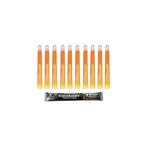 Cyalume Bâton lumineux orange militaire ChemLight Lightsticks 15cm, Light Sticks très lumineux avec durée de 12 heures (Boite de 10)