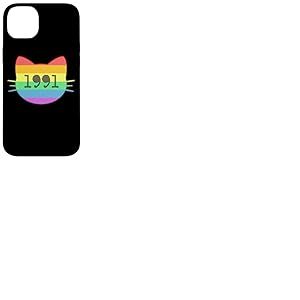 Chat né en 1991 Ans Anniversaire Maman de chat Papa de chat Coque pour iPhone 14 Plus