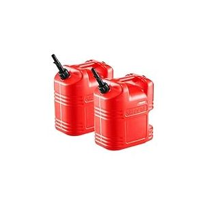 VEVOR Bidon Essence 19 L Bidon Carburant Lot de 2 avec Bec Verseur, Graduation Transparente, D&eacute;bit Maximal 15 L/min, R&eacute;servoir Essence Portable pour Plupart des Voitures, Motos, UTV, Tracteurs, Rouge