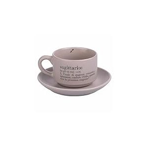 Villa d'Este Home Tivoli Tasse à café 90 ml avec soucoupe en porcelaine, Victionary Sagittaire