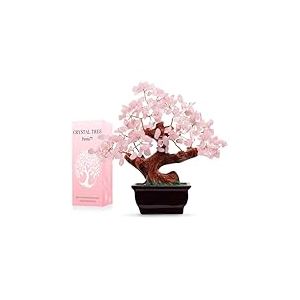 Parma77 Arbre &agrave; Richesse Feng Shui en Cristal de Quartz Rose Naturel, Arbre en Cristal de gu&eacute;rison, bonsa&iuml;, d&eacute;coration d&rsquo;int&eacute;rieur pour Chance et Richesse, Cadeaux pour Femme
