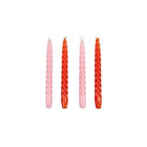 Lot de 4 Bougies Coniques torsadées en Spirale Italienne, pour la Saint-Valentin, Tables à Tabling, Rose et Orange