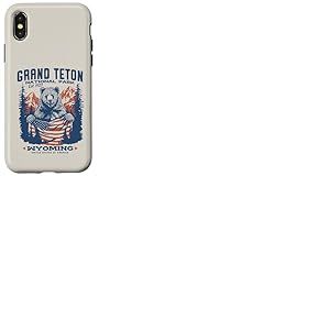 Drapeau Patriotique Grand Teton Park Bear Coque pour iPhone X/XS
