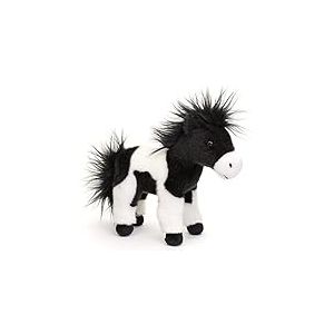Uni-Toys Cheval Noir et Blanc, Debout – 23 cm (Hauteur) – Cheval en Peluche – Doudou