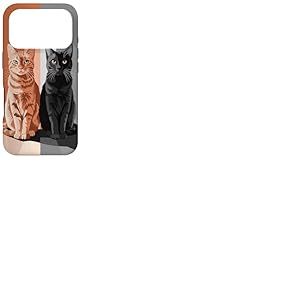 Chat tigr&eacute; Orange et Chat Noir Coque pour iPhone 17 Pro