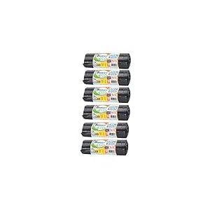 Bottari 60 sacs poubelle 110 L 70 x 110 cm avec lacets de fermeture, noir, sacs poubelle résistants et recyclés, 6 rouleaux de 10 pièces