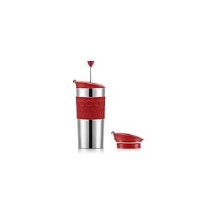 Bodum K11067-04 TRAVEL PRESS SET Mug à piston isotherme en inox double paroi, avec couvercle extra, 0.35 l