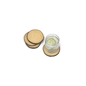 Lipper International 1034 d'acacia Arbre &eacute;corce sous-Verres avec Chanvre Tie (Lot de 4), Marron