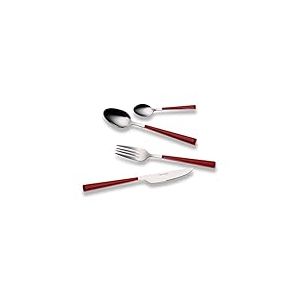 ECHTWERK Set de couverts "Basic" avec manches en plastique, Couverts de camping, Couverts de pique-nique, Couverts de voyage l&eacute;gers, 16 pi&egrave;ces, jusqu'&agrave; 4 personnes, Acier inoxydable 18/0, Rouge