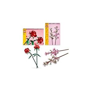 LEGO Creator Lot de fleurs roses et fleurs de cerisier, accessoires de chambre ou décoration de bureau, pour filles, garçons et fans de fleurs, idée cadeau pour la Saint-Valentin 40725 + 40460