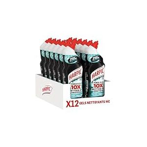 Harpic Gel WC Power Plus nettoyant surpuissant taches tenaces - nettoyant WC antibactérien - efficace sans brosse - lot de 12