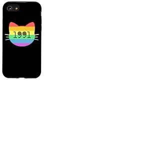 Chat né en 1991 Ans Anniversaire Maman de chat Papa de chat Coque pour iPhone SE (2020) / 7 / 8