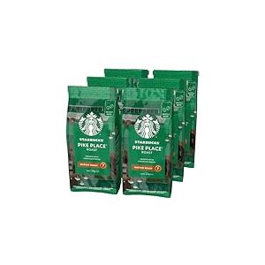 STARBUCKS Pike Place Roast, Torréfaction Ambrée, Café en Grains 200g (Pack de 6)