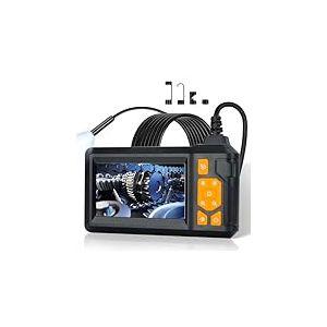 Romon Caméra Endoscopique, 1080P HD Endoscope Industriel, IP67 Camera Inspection Canalisation D'inspection à Étanche IPS de 4.3", 8 LED Réglables, Telescopique Camera Câble Semi-Rigide (16,5 FT/5M)
