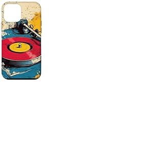 Tourne-disque rétro tourne dans une touche de couleur et de son en vinyle Coque pour iPhone 12 mini