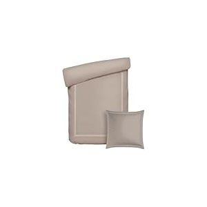 Pure Cotton Parure de lit 2 Pi&egrave;ces 1 Personne - Housse de Couette 135x200cm & taie d'oreiller 80x80cm &ndash; 100% Satin de Coton, 80 Fils/cm&sup2;, 120 GSM - Certifi&eacute; Oeko-TEX&reg; &ndash; Silhouette - Taupe/Taupe