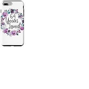 Floral 64 Years Old 64th Birthday Women's 64 Years Loved Coque pour iPhone 7 Plus/8 Plus