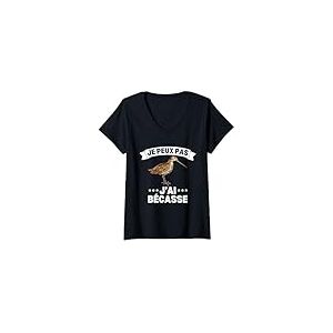 Femme J'Peux Pas J'ai B&eacute;casse - Amoureux de la B&eacute;casse T-Shirt avec Col en V