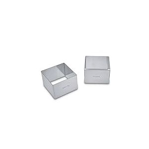 Unbekannt Städter 625594 Kit de Forme carré à Dessert, Moules à Pâtisserie, Acier Inoxydable, Argent, 6 x 6 x 4 cm