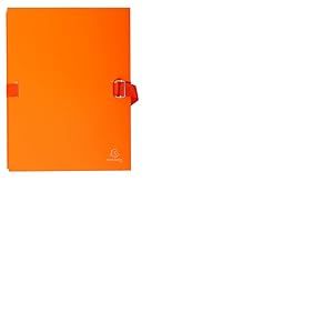 Exacompta - Réf. 223245E - Carton de 10 chemises à dos extensible en papier toilé couleur - fermeture par sangle - avec rabat en pied - boucle à coulisseau cranté - dim 24 x 32 cm - couleur orange
