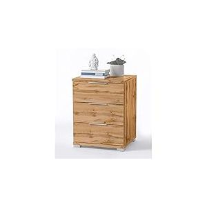 Stella Trading Table De Chevet Universelle, Aspect Ch&ecirc;ne Sauvage, Table De Nuit Moderne Avec 3 Tiroirs Pour Votre Lit &Agrave; Sommier Tapissier, 46 x 61 x 42 cm (L/H/P)