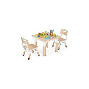 Clevich Table pour Enfant avec 2 chaises, Ensemble de chaises r&eacute;glables en Hauteur, Meubles pour Chambre d'enfant, Table de Peinture, Ensemble de si&egrave;ges Ergonomique, Multifonction, Jaune
