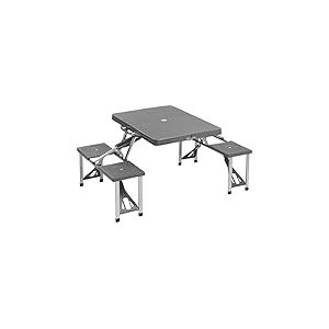 C.A.O. - Table Valise Pique-Nique en Structure Aluminium anodisé - Couleur Gris - Longueur 85 cm - Largeur 65 cm - Hauteur 67 cm