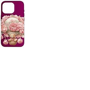 Montgolfière flottante pour bébé ours rose pivoine fleur Coque pour iPhone 16 Pro