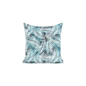 Eurofirany Housse de Coussin pour canapé, lit, décoration de Chambre élégante Exclusive en Velours, Motif, Feuilles, Turquoise, 45 x 45 cm