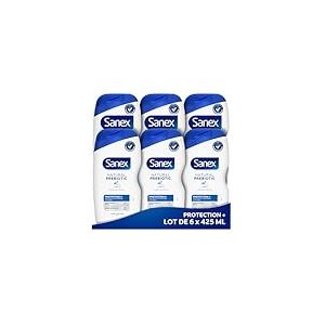 SANEX - Natural Prebiotic Protection+ - Gel douche formule Crème - Protège La Barrière Cutanée - Complexe Prébiotique & Postbiotique - Hydratation 12h - Sans Sulfate* - lot de 425mL x 6