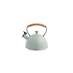 FLORINA Bouilloire Inox (2,3 l) I Bouilloire Sifflante NATURA I Poignée en Bois I Bouilloire non Electrique I Bouilloire Induction, Gaz I Pour Thé et Café I Sifflement Automatique I Couleur: Menthe