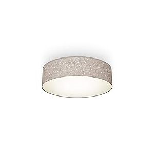 B.K.Licht - plafonnier tissu taupe avec décor étoile, éclairage plafond chambre, salle à manger, lustre salon, lustre chambre, luminaires intérieur, 2 douilles E27 pour ampoules de 40Wmax, Ø38cm