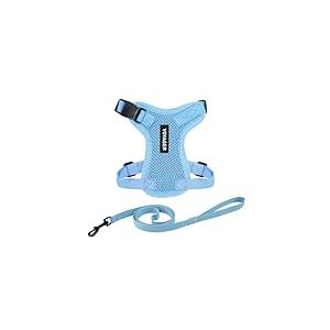 Harnais pour chat Voyager Step-in Lock et laisse pour chat avec poign&eacute;e en n&eacute;opr&egrave;ne by Best Pet Supplies - pour les chats de petite, moyenne et grande taille, Bleu Clair, size XXS - 1,5 m