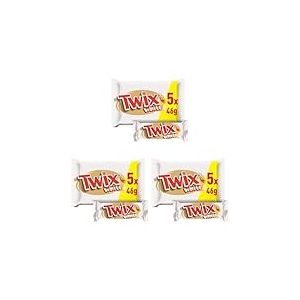 TWIX - Barres chocolat blanc, caramel et biscuits - 5 sachets de 46g - 230g (Lot de 3)