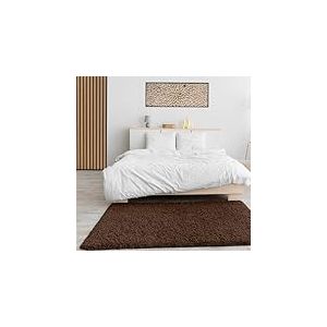 VIMODA Prime Tapis Shaggy Couleur Shaggy Poils Tapis Moderne pour Salon Chambre, Dimensions: 150 cm Carré - Marron, 70x140 cm