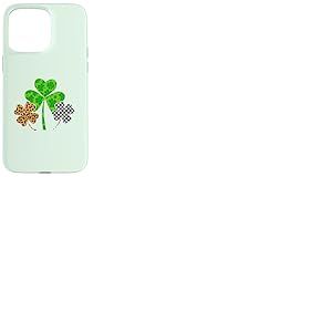 Three Clover Shamrocks Leopard Buffalo Plaid St Patrick Coque pour iPhone 15 Pro Max