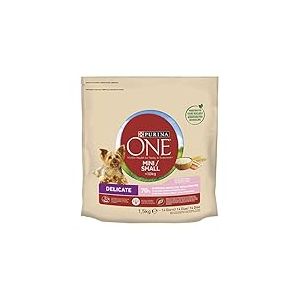 PURINA ONE Mini Small Delicate Croquettes pour Chien Adulte avec Saumon et Riz, 6 Sachets de 1,5 kg
