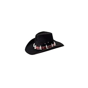 W WIDMANN MILANO Party Fashion 25471 - Chapeau Dandy avec dents de crocodile, noir, chapeau de cowboy, explorateur, chasseur de crocodile, déguisements de carnaval