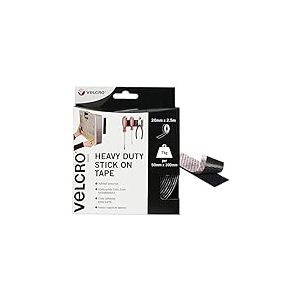 Velcro Marque Rouleau Adh&eacute;sif Auto-Agrippant Industriel Tr&egrave;s R&eacute;sistant Double Face Qui Se Coupe &Agrave; La Longueur D&eacute;sir&eacute;e Avec Crochets Et Boucles, Le Bureau Et Dans Le Garage, Noir, 50 Mm X 2,5 M