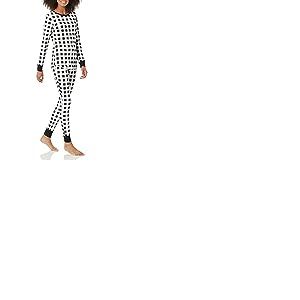 Amazon Essentials Ensemble de Pyjama en Coton à Coupe ajustée pour Femme (Disponible en Grande Taille), Noir/Blanc, Motif écossais Taille L