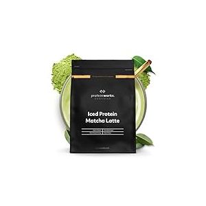 Protein Works - Iced Protein Matcha Latte, Th&eacute; Vert Matcha Premium, 26mg Caf&eacute;ine, Riche en Prot&eacute;ines, Sans Sucres Ajout&eacute;s, Soutient la Concentration et la Vigilance, 16 Portions (500g)