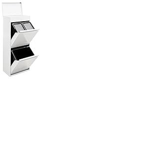ARREGUI Top CR421-B Poubelle de Recyclage Cuisine 3 Bacs | 11 + 11 + 23 L (45 L) | Poubelle de Tri Sélectif 3 Compartiments et Plateau de Rangement | Meuble Poubelle 3 Seaux | Sac Poubelle | blanc