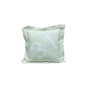 My Flair 23.18SF Coussin 50 x 50 x 14 cm Coussin rembourré 40% Coton 30% Lin 20% Viscose 10% Polyester avec Nombre 31 Blanc