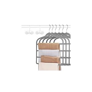 Tinfol Lot de 6 Cintres en Velours pour Pantalons, Cintre en Velours Gris pour Pantalons, cintres pour Pantalons de Jeans, cintres Multi-Couches pour Pantalons, Organiseur de Placard pour Pantalons